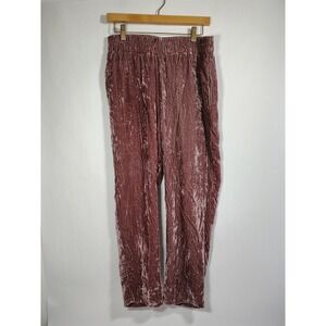 TINA JO anthroplogie Velvet Crushed Lounge Pants Rose Pink Elastic Waist Women S